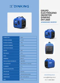 Grupo Electrógeno Inverter Dinking DK1200I - Folleto