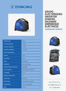 Grupo Electrógeno Inverter Dinking DK3500Ie (arranque eléctrico) - Folleto