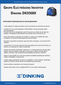 Grupo Electrógeno Inverter Dinking DK3500Ie (arranque eléctrico) - PDF